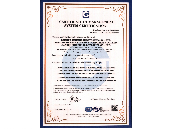 質(zhì)量管理體系認證證書ISO9001（英文）